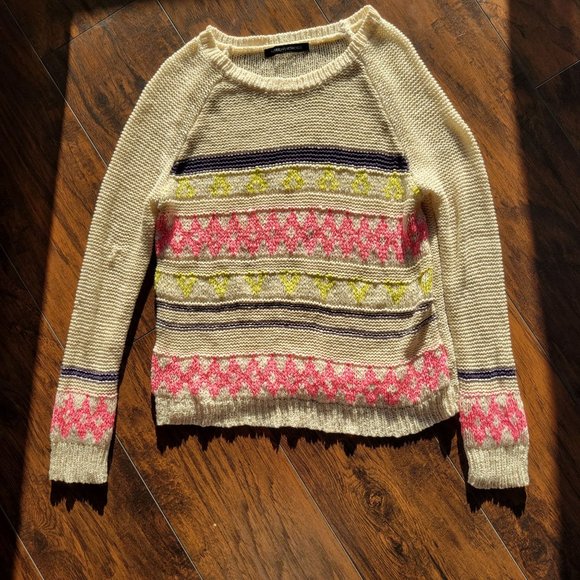 Foreign Exchange Womans Knit Sweater Retro Long Sleeve Round Neck Size Medium Ra - Picture 4 of 11